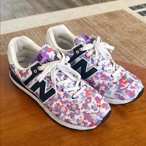 New Balance 574 Floral Sneakers - Pink and Purple